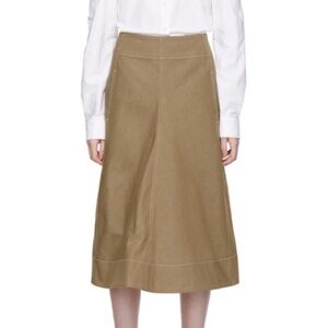 Lemaire brown denim flared midi skirt, 34